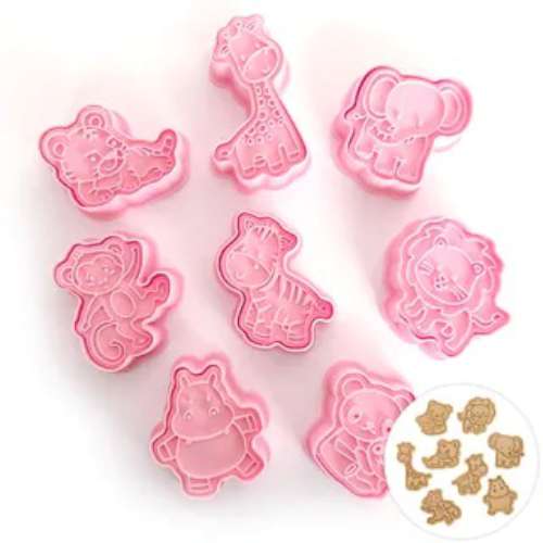 Jungle Animal Cookie Cutters and Impression Stamps - set of 8 - Click Image to Close